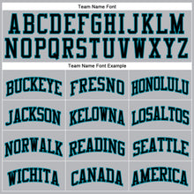 Load image into Gallery viewer, Custom Gray Black Pinstripe Black-Teal Authentic Basketball Jersey
