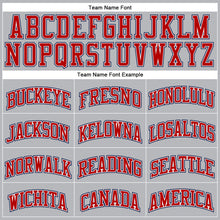 Load image into Gallery viewer, Custom Gray Navy Pinstripe Red-White Authentic Basketball Jersey
