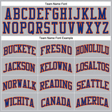 Load image into Gallery viewer, Custom Gray Royal Pinstripe Royal-Orange Authentic Basketball Jersey
