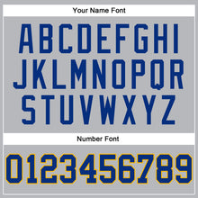 Load image into Gallery viewer, Custom Gray Royal Pinstripe Royal-Gold Authentic Basketball Jersey
