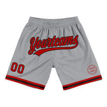 Load image into Gallery viewer, Custom Gray Red-Black Authentic Throwback Basketball Shorts
