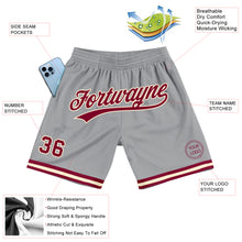 Load image into Gallery viewer, Custom Gray Maroon-Cream Authentic Throwback Basketball Shorts
