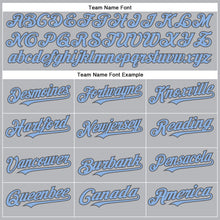 Load image into Gallery viewer, Custom Gray Light Blue-Steel Gray Authentic Baseball Jersey

