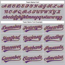 Load image into Gallery viewer, Custom Gray Purple Pinstripe Old Gold Authentic Baseball Jersey
