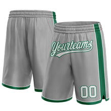 Load image into Gallery viewer, Custom Gray White-Kelly Green Authentic Basketball Shorts
