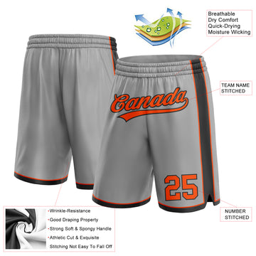 Custom Gray Orange-Black Authentic Basketball Shorts
