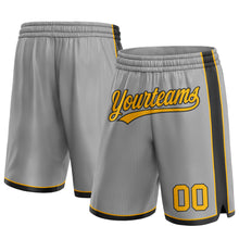 Load image into Gallery viewer, Custom Gray Gold-Black Authentic Basketball Shorts
