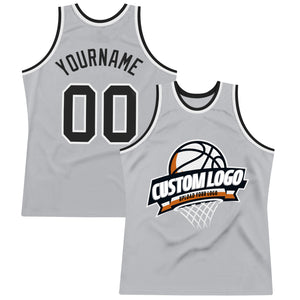 Custom Gray Black-White Authentic Throwback Basketball Jersey