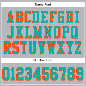 Custom Gray Aqua-Orange Mesh Authentic Football Jersey