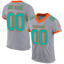 Load image into Gallery viewer, Custom Gray Aqua-Orange Mesh Authentic Football Jersey
