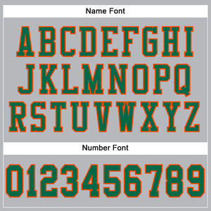 Custom Gray Kelly Green-Orange Mesh Authentic Football Jersey