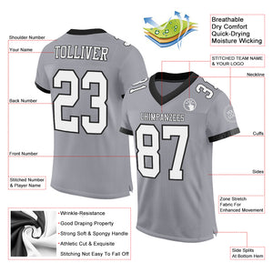 Custom Gray White-Black Mesh Authentic Football Jersey