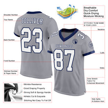 Load image into Gallery viewer, Custom Gray White-Navy Mesh Authentic Football Jersey
