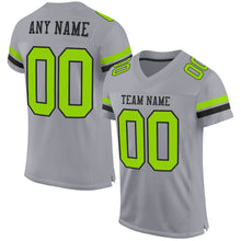 Load image into Gallery viewer, Custom Gray Neon Green-Black Mesh Authentic Football Jersey
