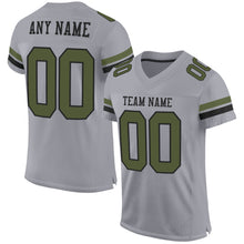 Load image into Gallery viewer, Custom Gray Olive-Black Mesh Authentic Football Jersey
