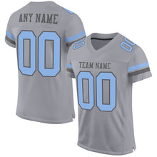 Load image into Gallery viewer, Custom Gray Light Blue-Steel Gray Mesh Authentic Football Jersey
