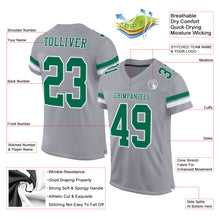 Load image into Gallery viewer, Custom Gray Kelly Green-White Mesh Authentic Football Jersey
