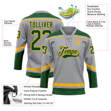 Load image into Gallery viewer, Custom Gray Green-Gold Hockey Lace Neck Jersey
