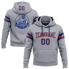 Load image into Gallery viewer, Custom Stitched Gray Royal-Orange Football Pullover Sweatshirt Hoodie
