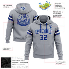 Load image into Gallery viewer, Custom Stitched Gray Royal-White Football Pullover Sweatshirt Hoodie
