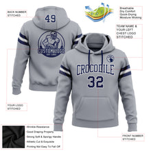 Load image into Gallery viewer, Custom Stitched Gray Navy-White Football Pullover Sweatshirt Hoodie
