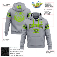 Load image into Gallery viewer, Custom Stitched Gray Neon Green-Black Football Pullover Sweatshirt Hoodie
