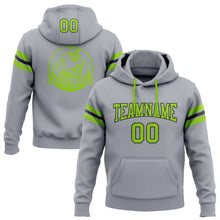 Load image into Gallery viewer, Custom Stitched Gray Neon Green-Black Football Pullover Sweatshirt Hoodie
