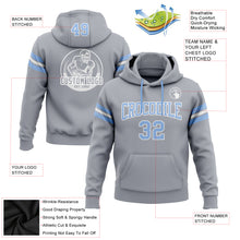 Load image into Gallery viewer, Custom Stitched Gray Light Blue-White Football Pullover Sweatshirt Hoodie
