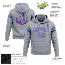 Load image into Gallery viewer, Custom Stitched Gray Light Blue-Purple Football Pullover Sweatshirt Hoodie
