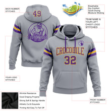 Load image into Gallery viewer, Custom Stitched Gray Purple-Gold Football Pullover Sweatshirt Hoodie
