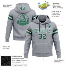 Load image into Gallery viewer, Custom Stitched Gray Kelly Green-White Football Pullover Sweatshirt Hoodie
