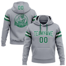 Load image into Gallery viewer, Custom Stitched Gray Kelly Green-White Football Pullover Sweatshirt Hoodie
