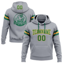 Load image into Gallery viewer, Custom Stitched Gray Kelly Green-Gold Football Pullover Sweatshirt Hoodie
