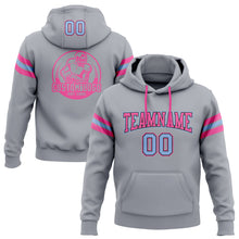Load image into Gallery viewer, Custom Stitched Gray Light Blue Black-Pink Football Pullover Sweatshirt Hoodie
