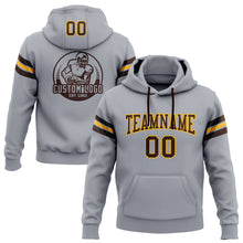 Load image into Gallery viewer, Custom Stitched Gray Brown-Gold Football Pullover Sweatshirt Hoodie
