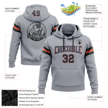 Load image into Gallery viewer, Custom Stitched Gray Black Electric Blue-Orange Football Pullover Sweatshirt Hoodie
