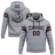 Load image into Gallery viewer, Custom Stitched Gray Black Electric Blue-Orange Football Pullover Sweatshirt Hoodie
