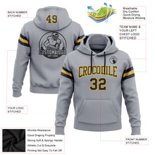 Load image into Gallery viewer, Custom Stitched Gray Black-Gold Football Pullover Sweatshirt Hoodie
