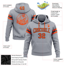 Load image into Gallery viewer, Custom Stitched Gray Orange-Black Football Pullover Sweatshirt Hoodie
