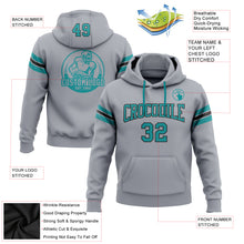 Load image into Gallery viewer, Custom Stitched Gray Teal-Black Football Pullover Sweatshirt Hoodie
