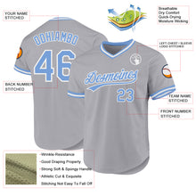 Load image into Gallery viewer, Custom Gray Light Blue-White Authentic Throwback Baseball Jersey
