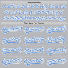Load image into Gallery viewer, Custom Gray Light Blue-White Authentic Throwback Baseball Jersey
