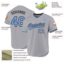 Load image into Gallery viewer, Custom Gray Light Blue-Black Authentic Throwback Baseball Jersey
