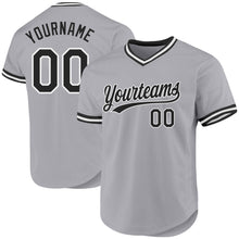Load image into Gallery viewer, Custom Gray Black-White Authentic Throwback Baseball Jersey
