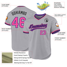 Load image into Gallery viewer, Custom Gray Pink Purple-Black Authentic Throwback Baseball Jersey
