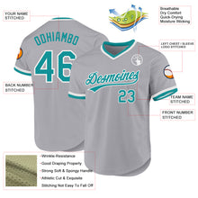 Load image into Gallery viewer, Custom Gray Teal-White Authentic Throwback Baseball Jersey
