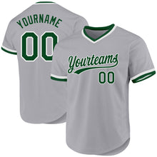 Load image into Gallery viewer, Custom Gray Green-White Authentic Throwback Baseball Jersey
