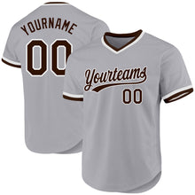 Load image into Gallery viewer, Custom Gray Brown-White Authentic Throwback Baseball Jersey
