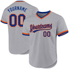 Load image into Gallery viewer, Custom Gray Royal-Orange Authentic Throwback Baseball Jersey
