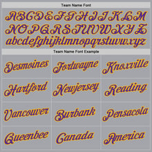 Load image into Gallery viewer, Custom Gray Purple-Gold Authentic Throwback Basketball Jersey
